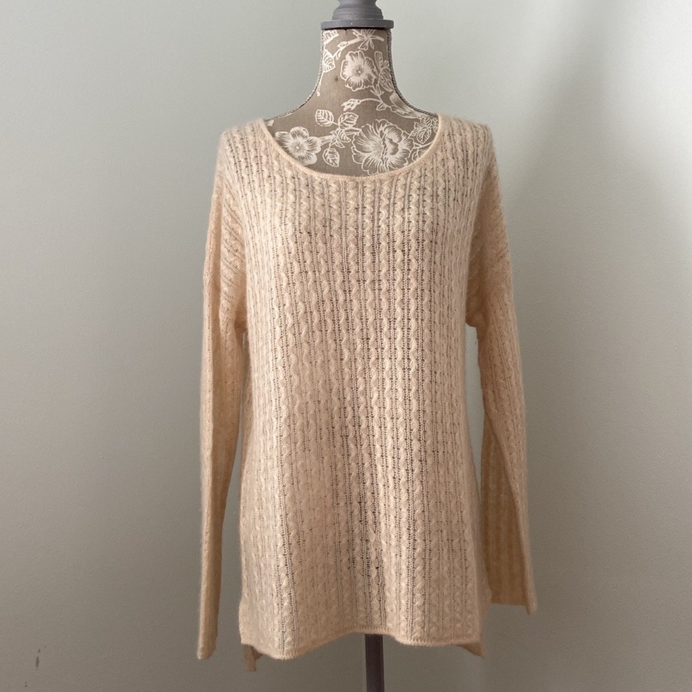 Margaret O’Leary Cashmere Spun Silk Sweater Cream Ivory Small